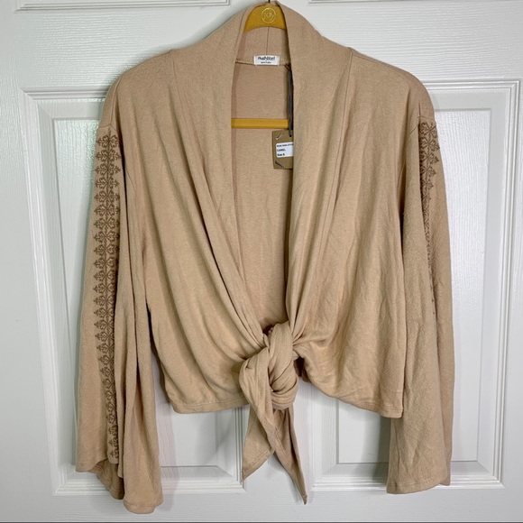 Hello Nite! Luxe Embroidered Kimono in Camel Size S - Picture 7 of 12